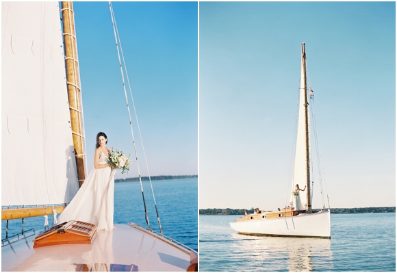 Sailboat bridal session in St. Michaels Maryland
