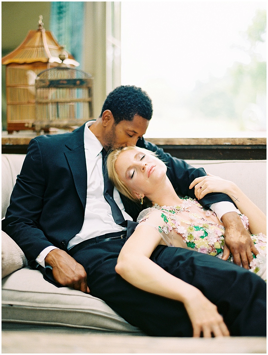 Couple Portraits on a Couch European Inspired Styled Shoot © Bonnie Sen Photography