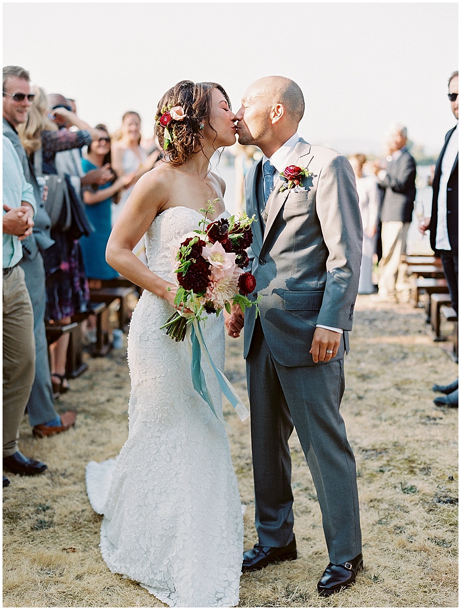 First Kiss Ceremony Destination Wedding Oregon Martha Stewart Weddings © Bonnie Sen Photography