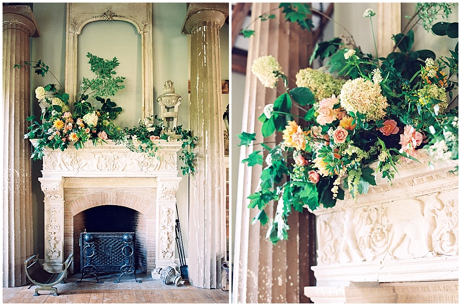 Romantic Mantel Flowers French Inspired Styled Shoot © Bonnie Sen Photography