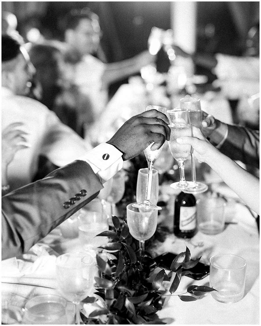 Champagne Toast Wedding Black and White Photography © Bonnie Sen Photography