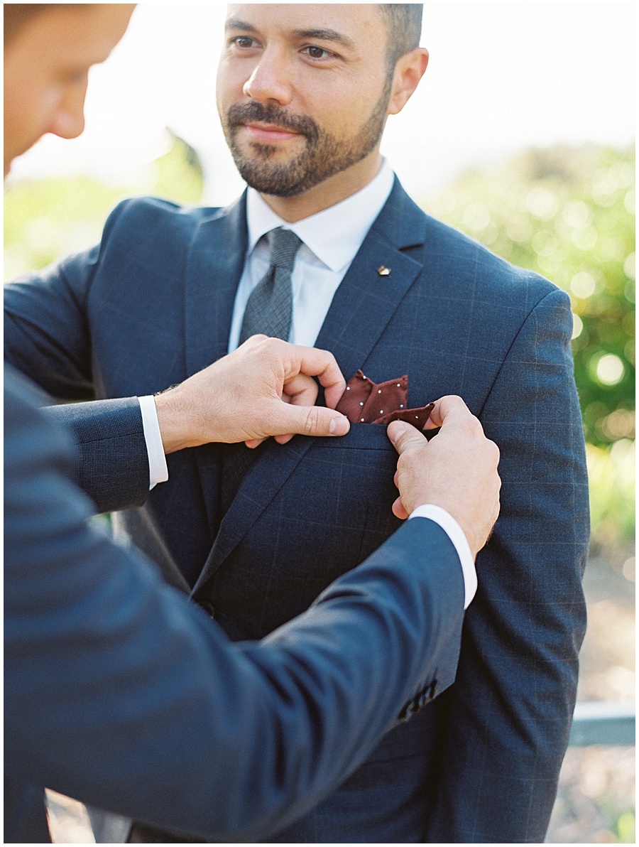Groom Pocket Square Wedding Outfit © Bonnie Sen Photography