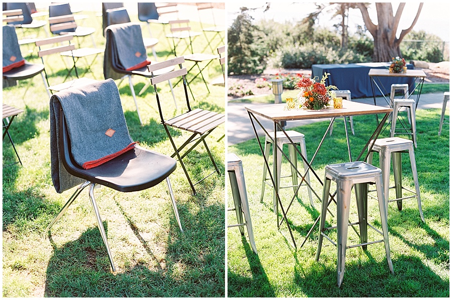 Modern Mixed Ceremony Seating Outdoor Wedding © Bonnie Sen Photography