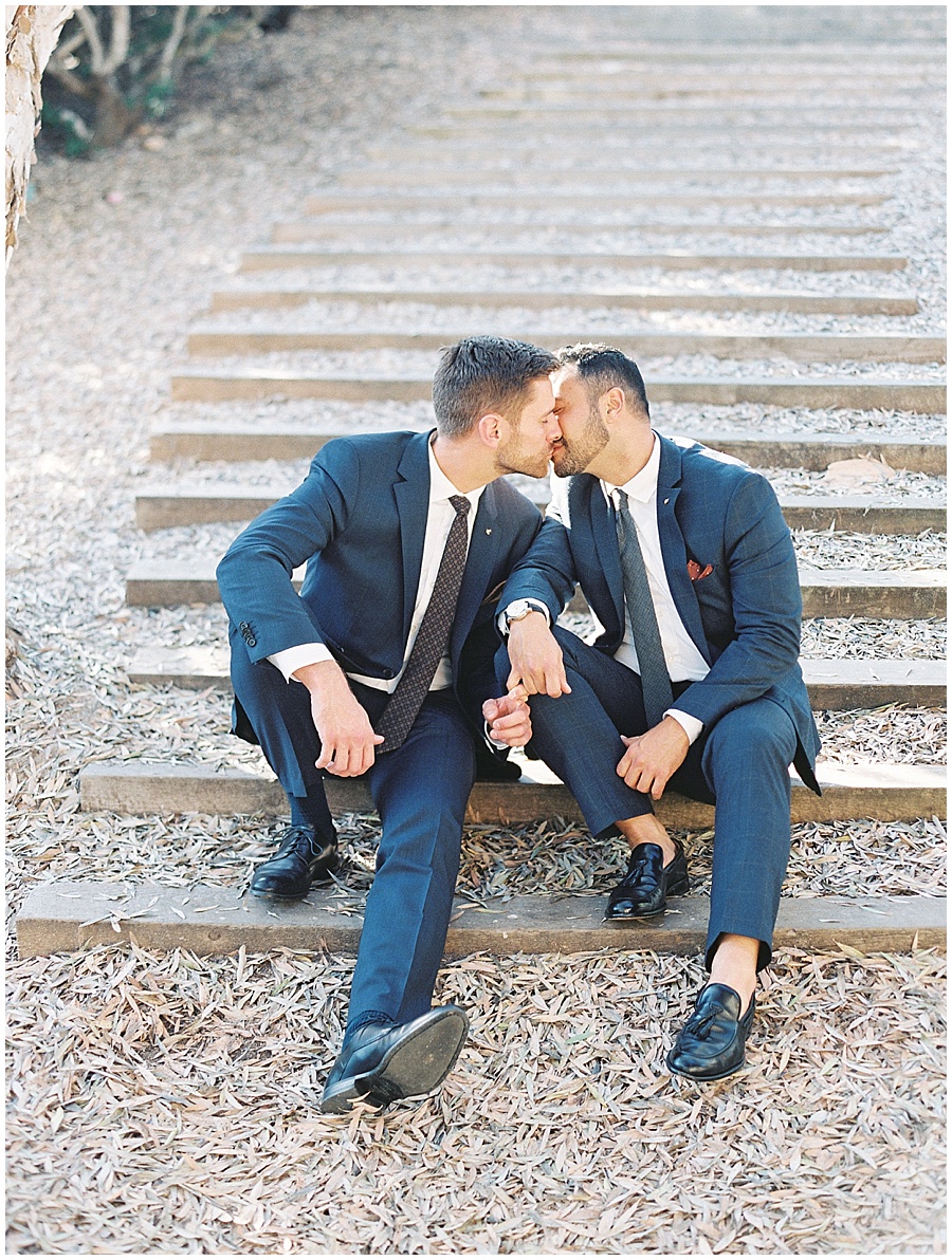 Same Sex Wedding Portraits Grooms Kissing © Bonnie Sen Photography