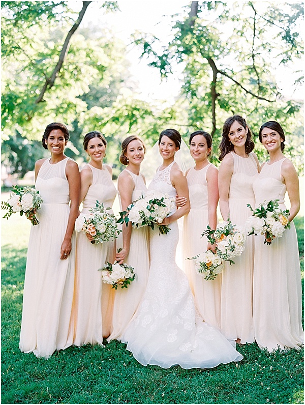 Bride Bridesmaids Neutral Long Dress Illusion Top © Bonnie Sen Photography