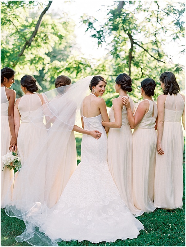 Wedding Dress Open Back Peach Bridesmaid Dresses © Bonnie Sen Photography
