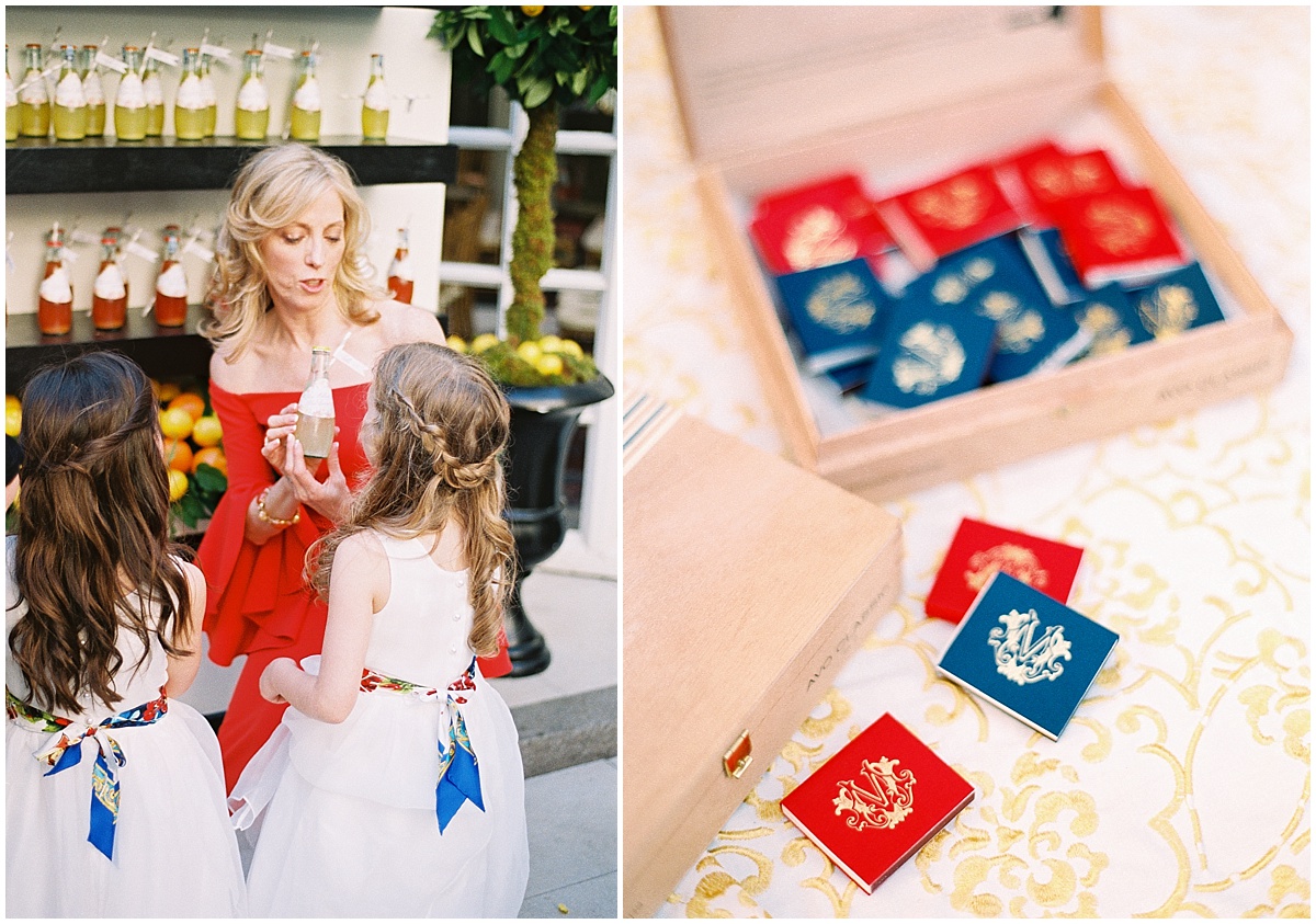 Italian Inspired Wedding Details Matchbook Wedding Favors Grit and Grace Amaryllis DC © Bonnie Sen Photography