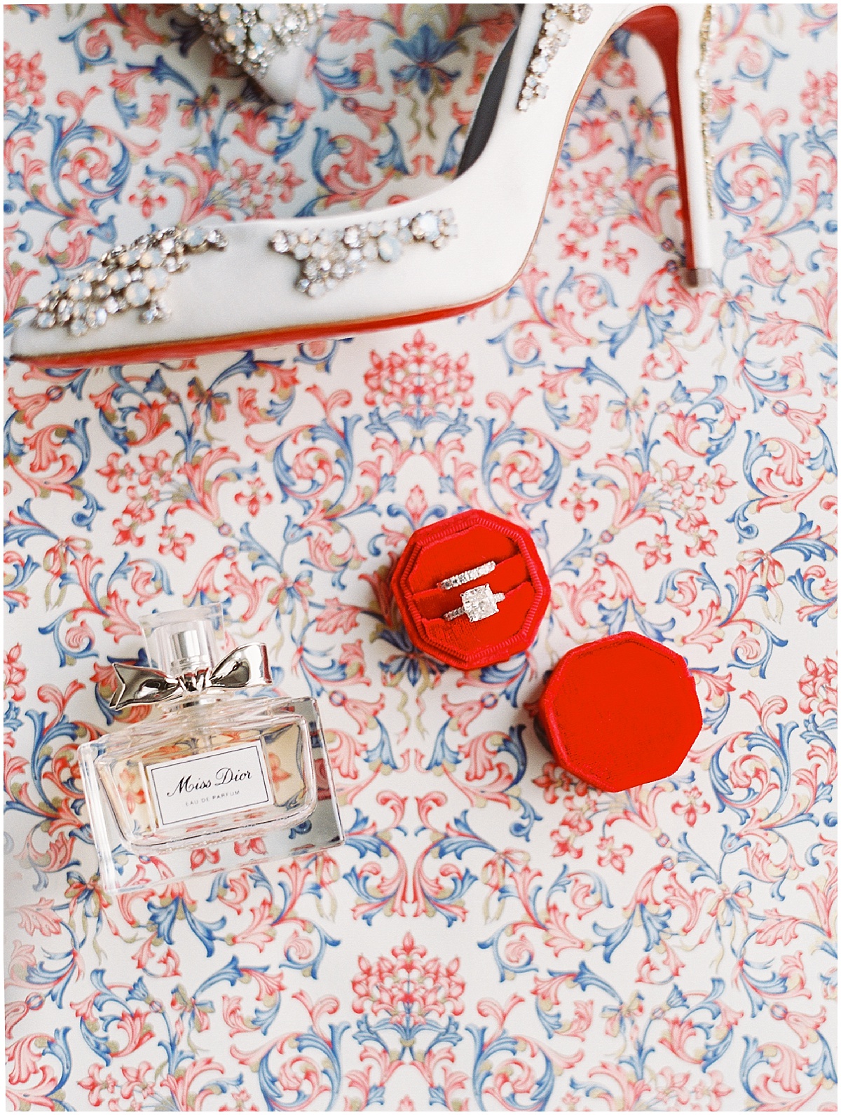 Red Wedding Details Dior Christian Louboutin © Bonnie Sen Photography