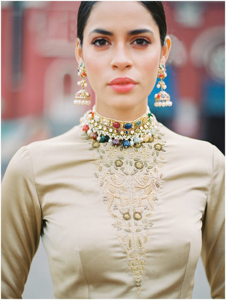 Calcutta Fashion Shoot Gold Lehenga RawMango RaniWalla Jewelers Bridelan © Bonnie Sen Photography