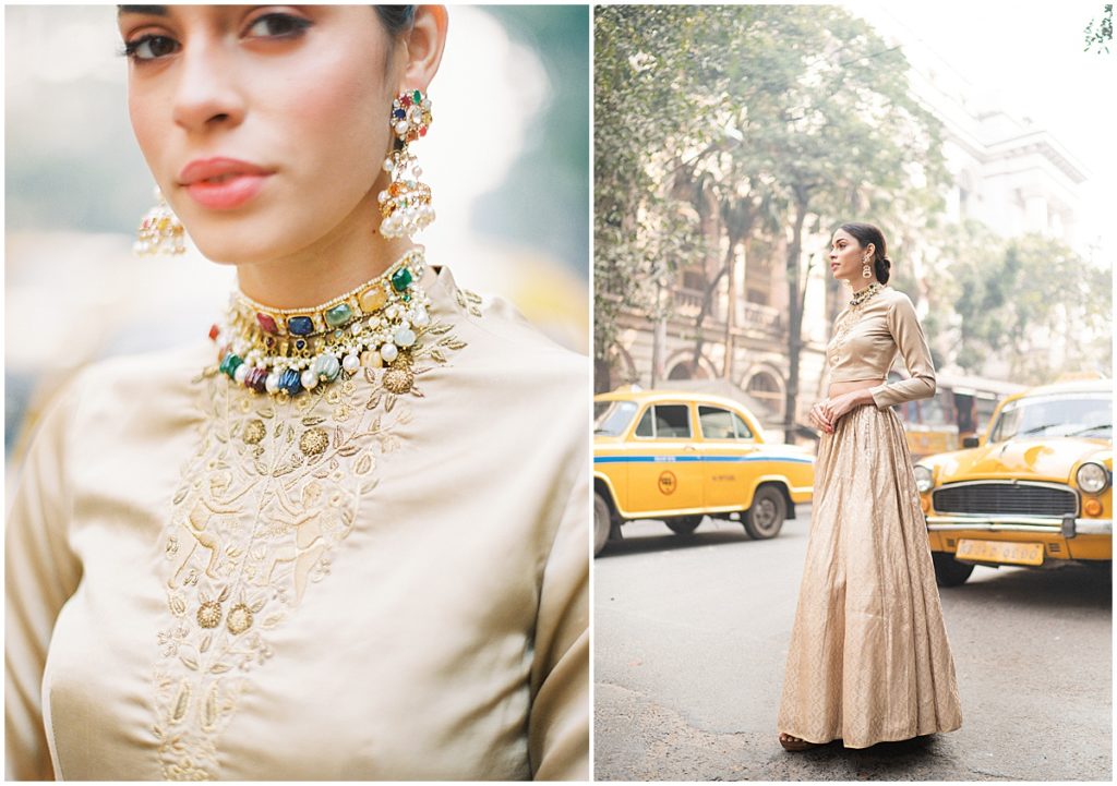 Kolkata Fashion Shoot Yellow Cabs with Bridelan © Bonnie Sen Photography