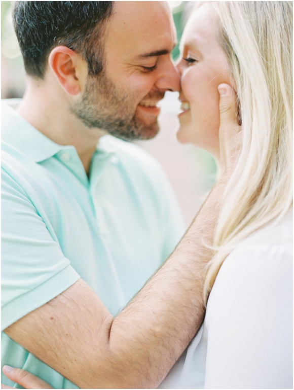 Couple Engagement photo kissing