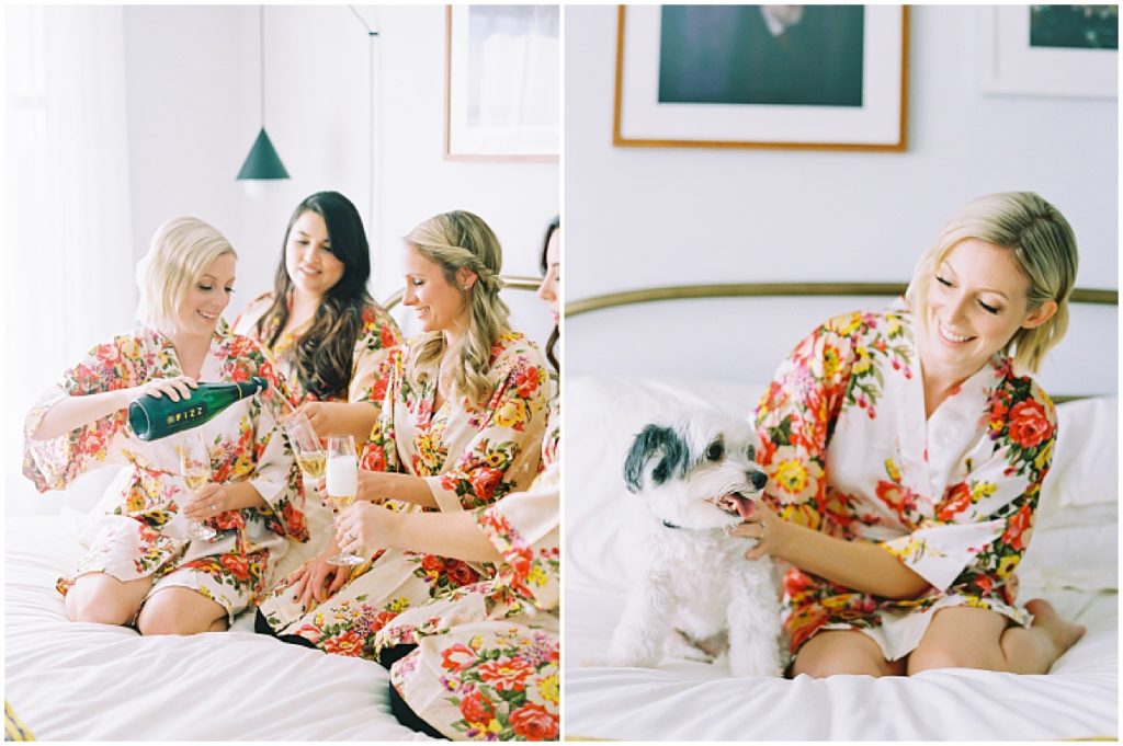 Bride and Bridesmaid Getting Ready Photos The Line Hotel DC © Bonnie Sen Photography