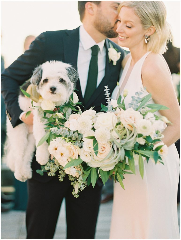 Candid Bride and Groom Photos with Dog © Bonnie Sen Photography