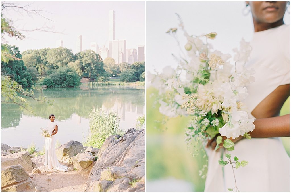Chic Minimalist Editorial Bridal Shoot Central Park NYC © Bonnie Sen Photography