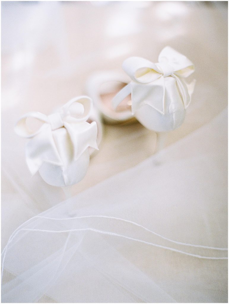 Classic Bridal Shoes with Bow Colorado Wedding Photographer © Bonnie Sen Photography