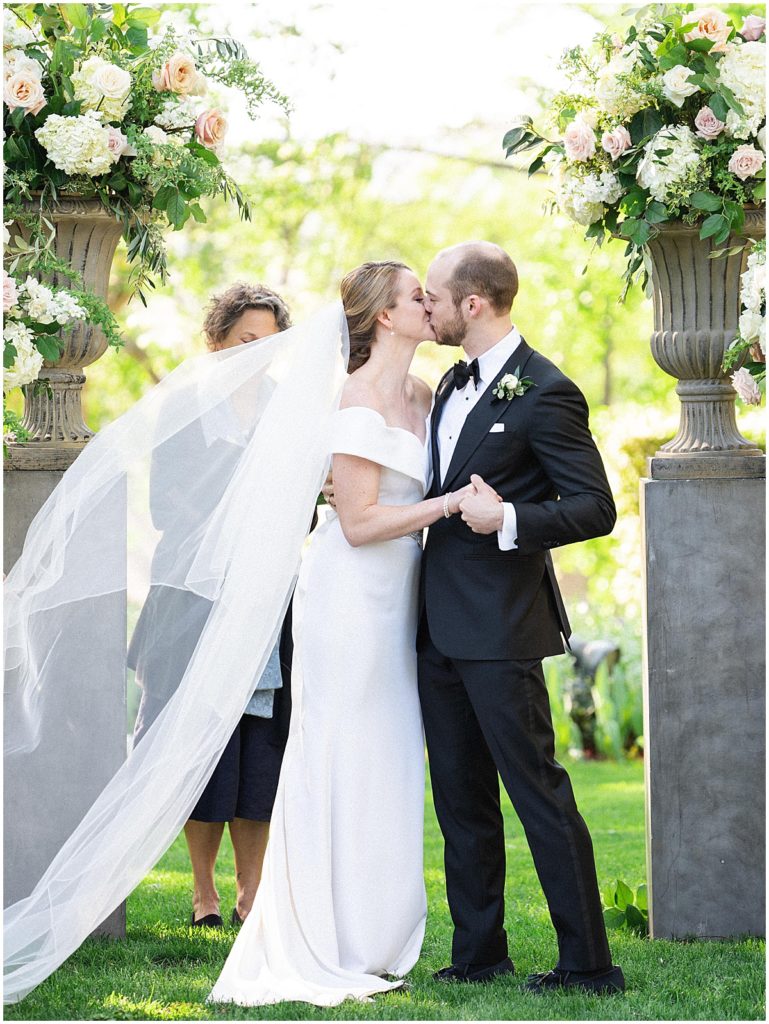 Just Married First Kiss Outdoor Wedding Ceremony Colorado Wedding Photographer © Bonnie Sen Photography