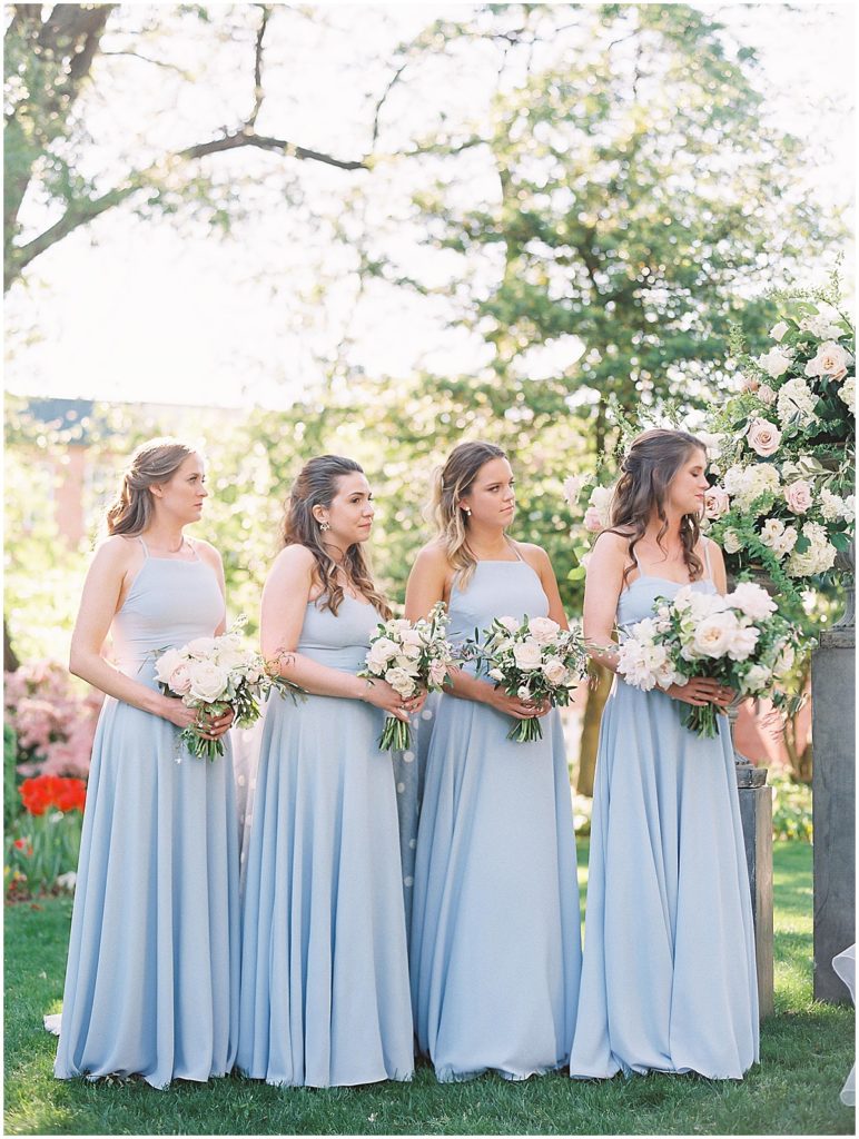 Light Blue Long Bridesmaids Dresses © Bonnie Sen Photography