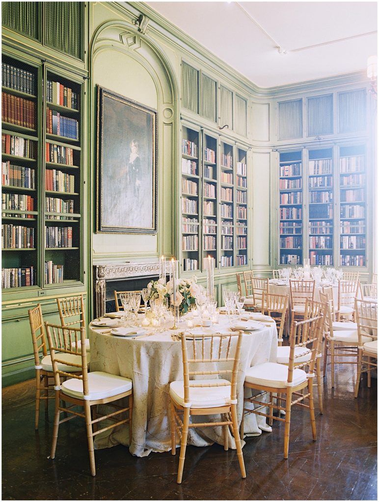 Meridian House Wedding Dinner in the Library © Bonnie Sen Photography