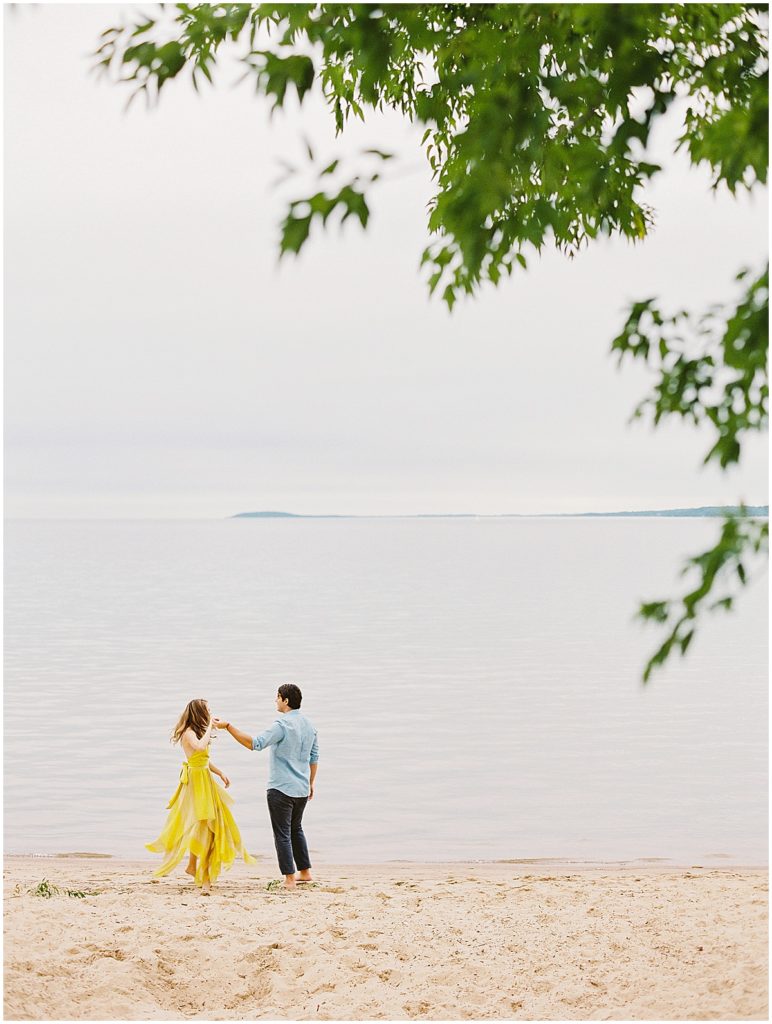 Lake Michigan Engagement Photos Fine Art Film Photographer Destination Weddings © Bonnie Sen Photography