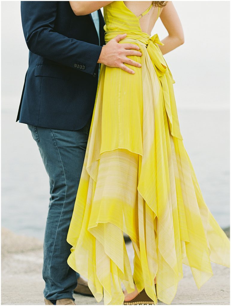 Long Yellow Dress for Engagement Photos Destination Engagement Shoot © Bonnie Sen Photography