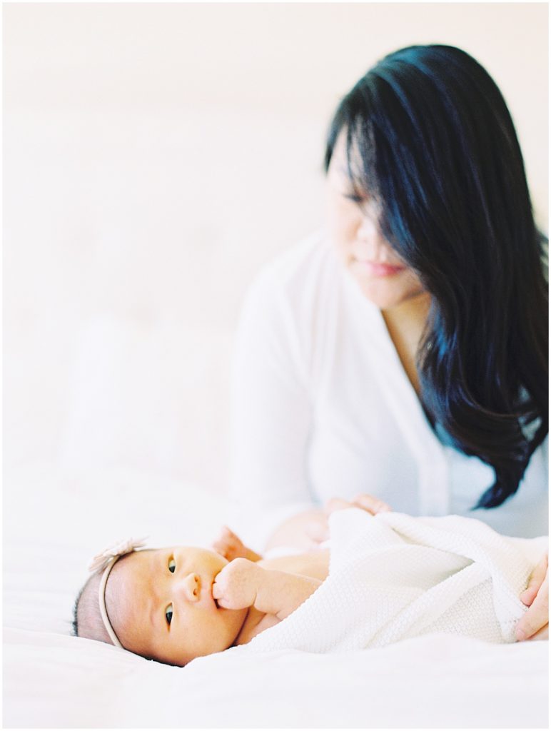 All White Newborn Photos Film Family Photographer © Bonnie Sen Photography