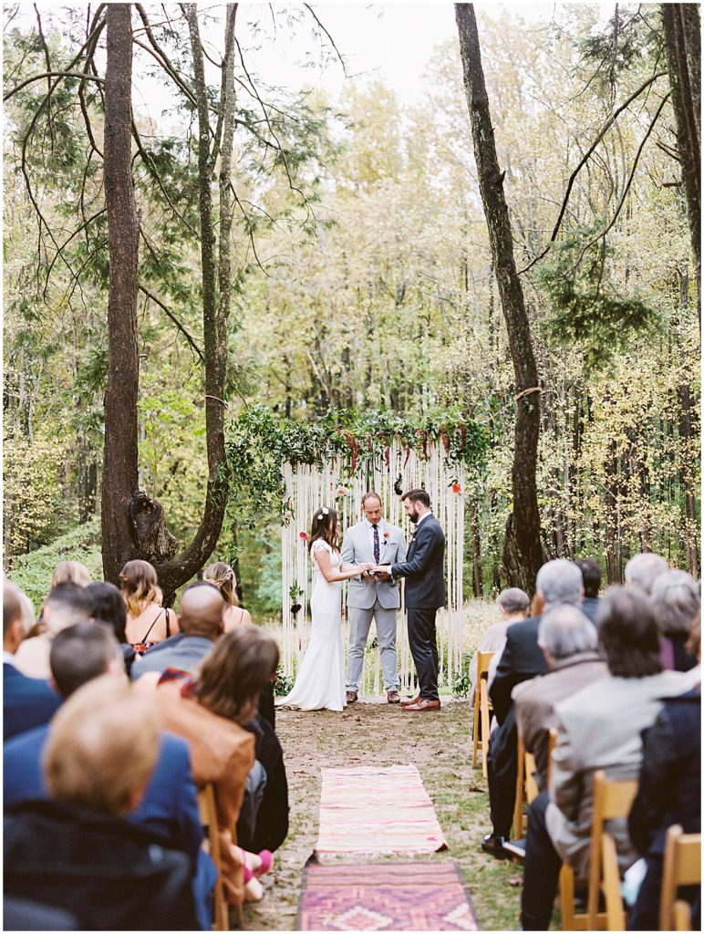 Woodend Sanctuary Wedding Ceremony Ceremony in the Woods Colorado Wedding Photographer © Bonnie Sen Photography