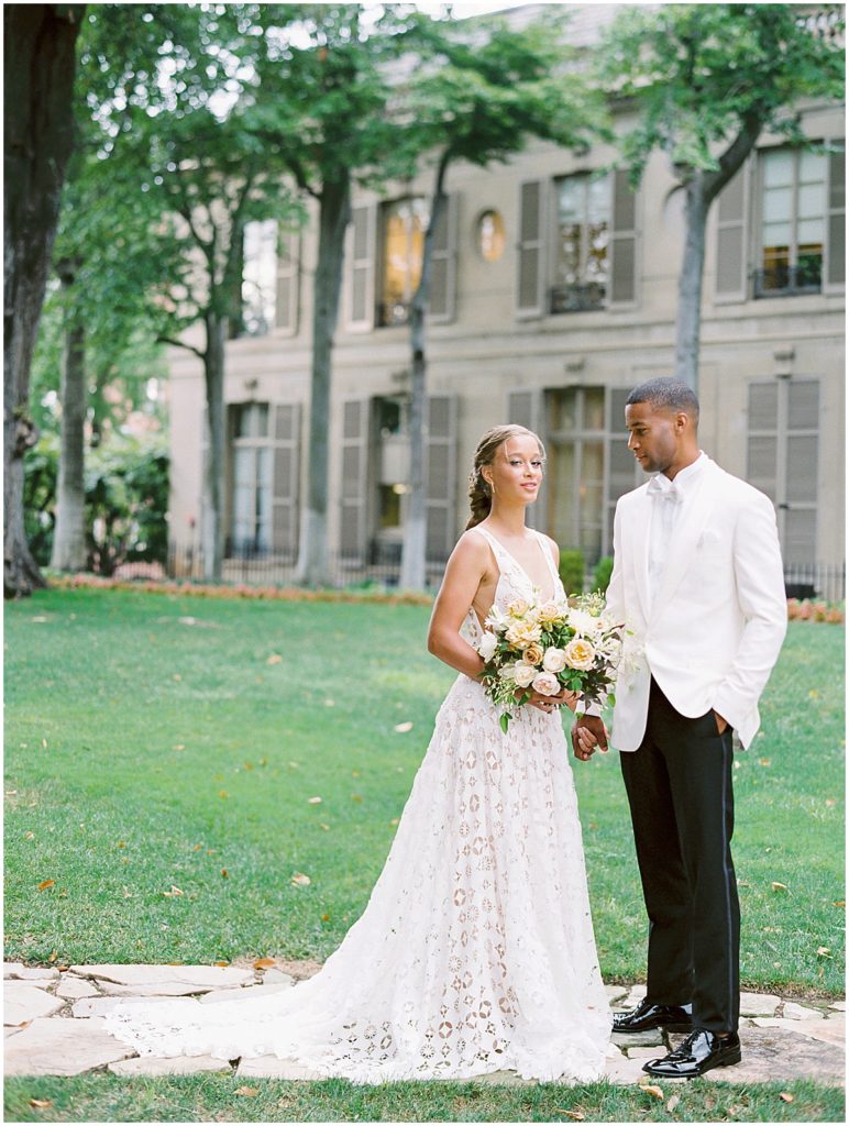 Outdoor Elopement Wedding Photos Lace Wedding Dress © Bonnie Sen Photography