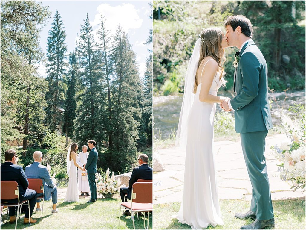 First Kiss Vail Wedding Photographer © Bonnie Sen Photography