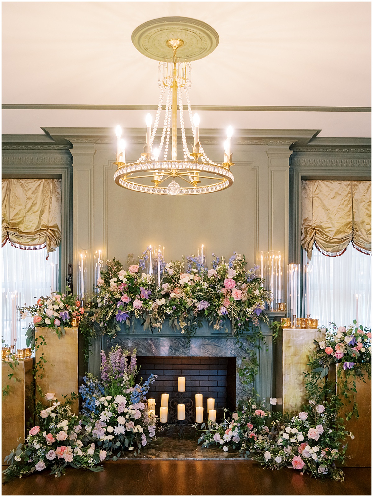 At Home Wedding Ceremony by Fireplace © Bonnie Sen Photography