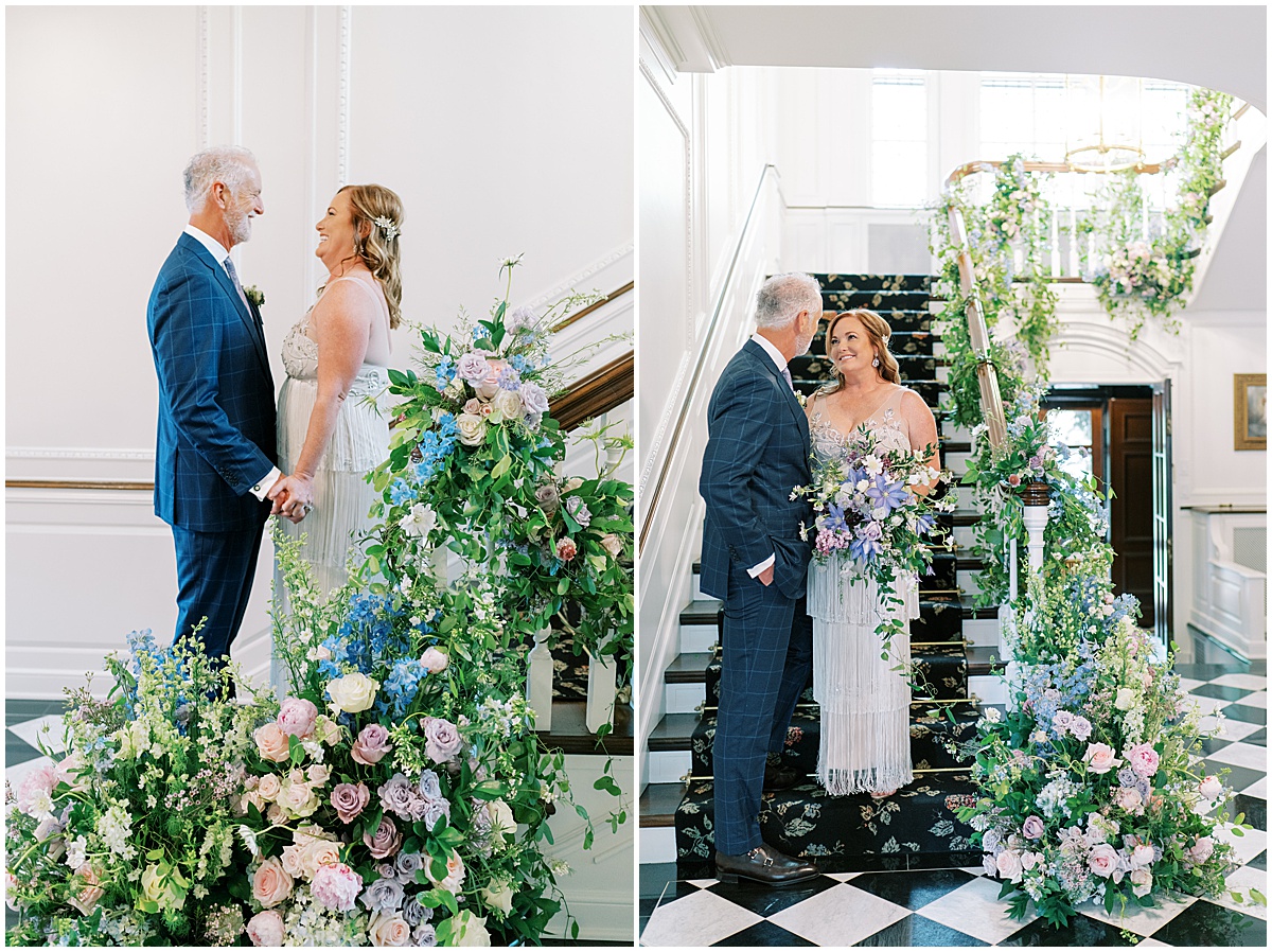 Bride and Groom Portraits on Stairs © Bonnie Sen Photography