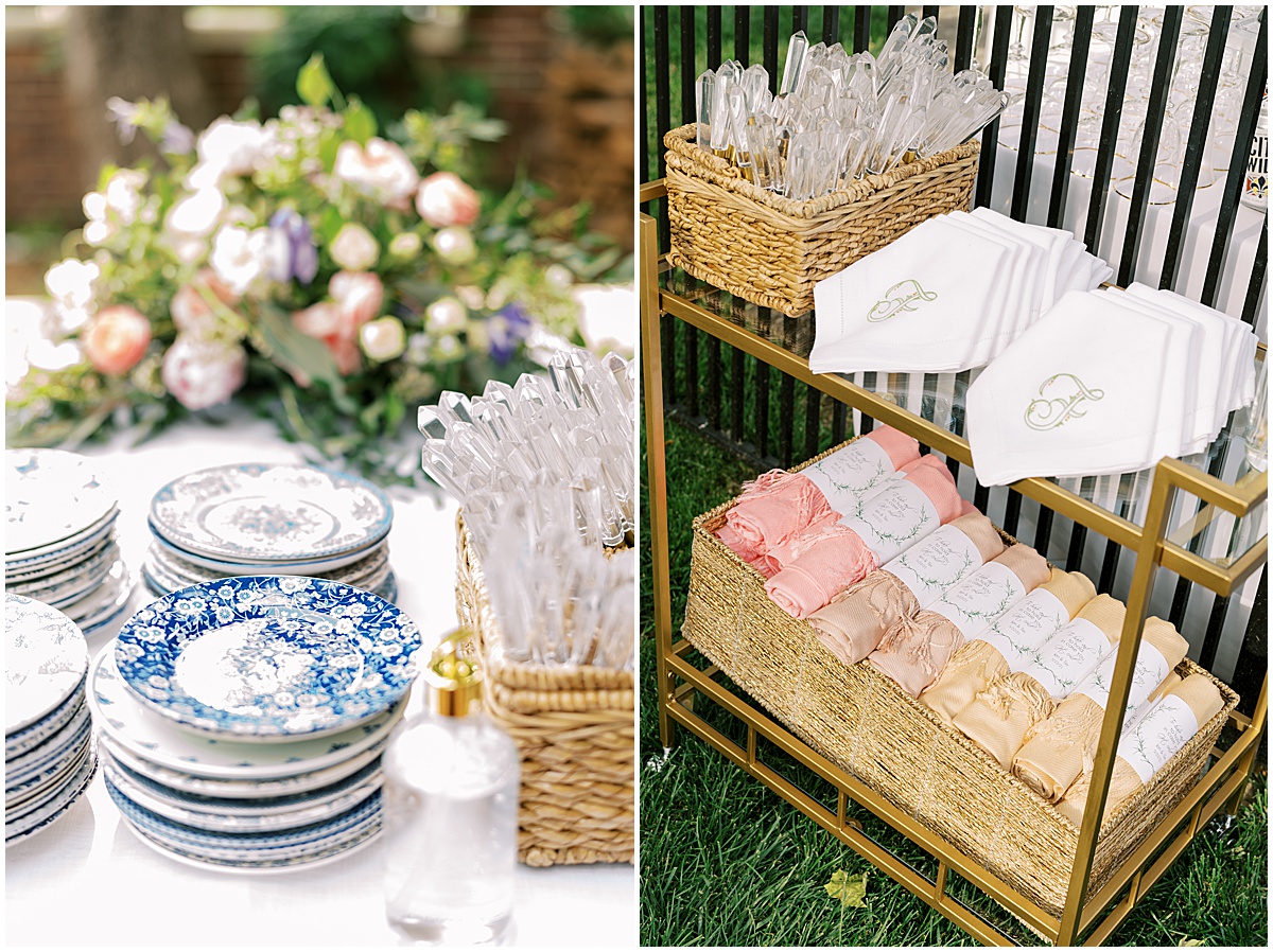 Chinoiserie Blue and White Plates Wedding Details © Bonnie Sen Photography