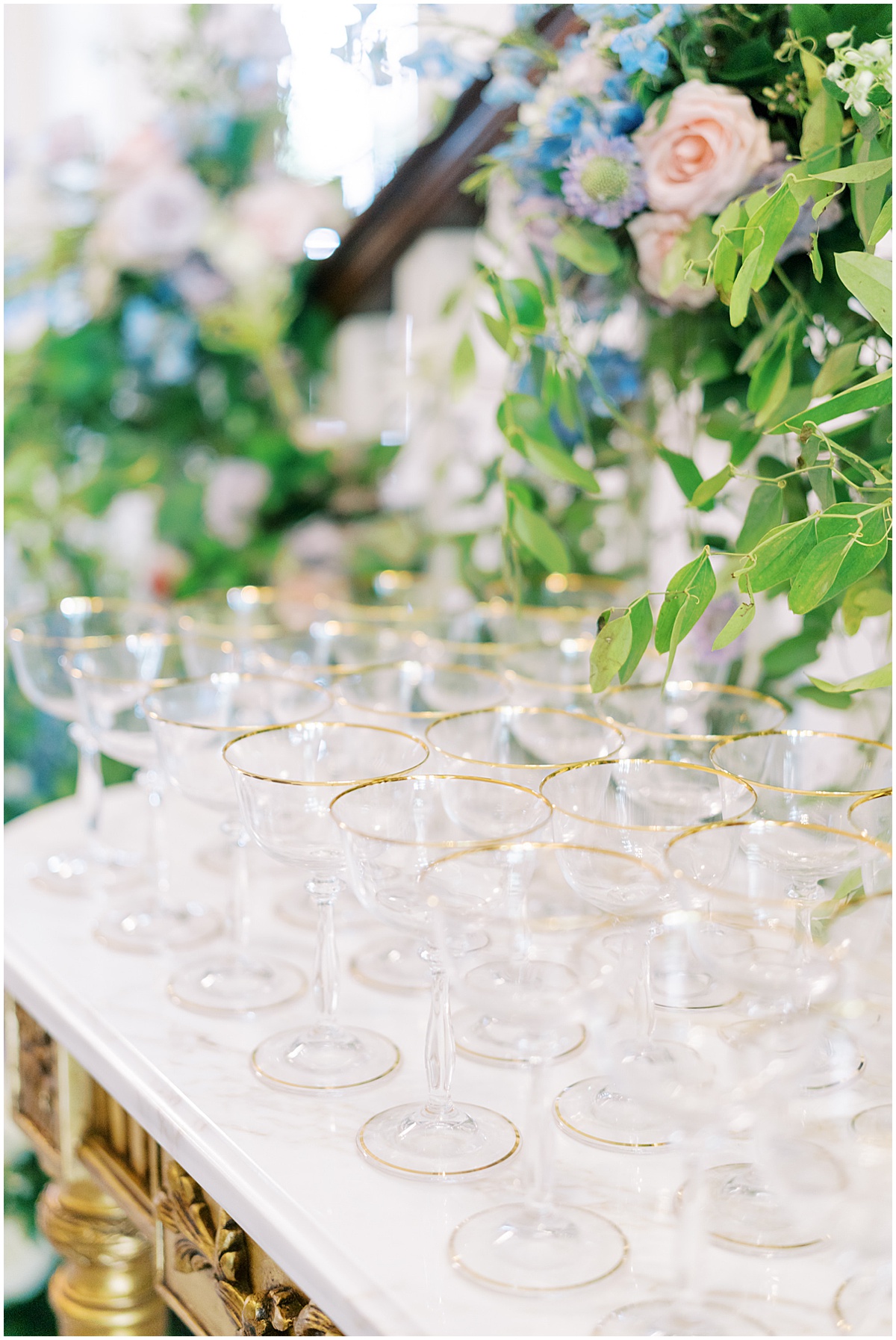 Coupe Champagne Glasses Wedding Toast © Bonnie Sen Photography